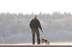 man and beagle