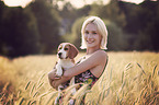 woman with young Beagle