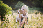 woman with young Beagle