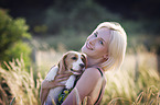 woman with young Beagle