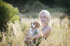 woman with young Beagle