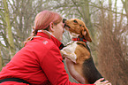 woman and Beagle
