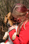 woman and Beagle