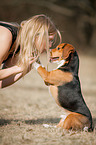 young woman with  Beagle