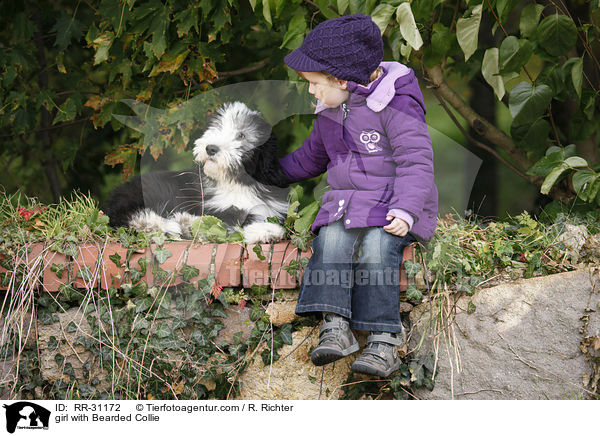 Mdchen mit Bearded Collie / girl with Bearded Collie / RR-31172