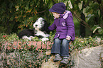 girl with Bearded Collie