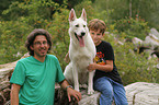 peoples with White Swiss Shepherd