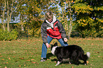 playing with Border Collie