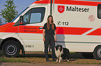 woman and rescue dog