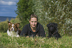 woman with 2 dogs