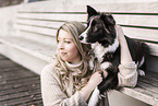 woman and Border Collie