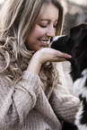 woman and Border Collie