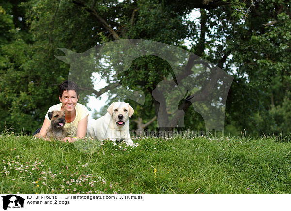 Frau und 2 Hunde / woman and 2 dogs / JH-16018