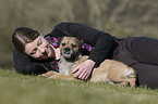 woman and Border Terrier