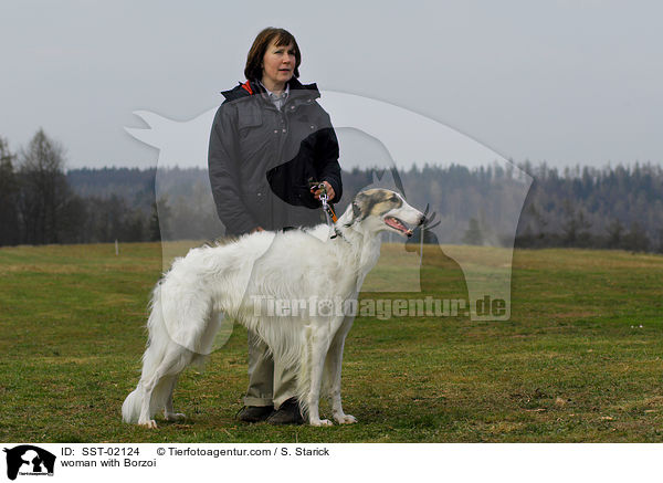 Frau mit Barsoi / woman with Borzoi / SST-02124