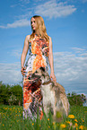 woman and Borzoi