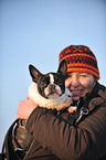 woman with Boston Terrier