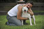 woman with Bullterrier