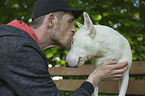 man with Bull Terrier