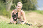 woman with Cairn Terrier