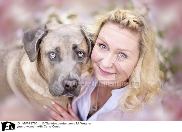 junge Frau mit Cane Corso Hndin / young woman with Cane Corso / MW-13705