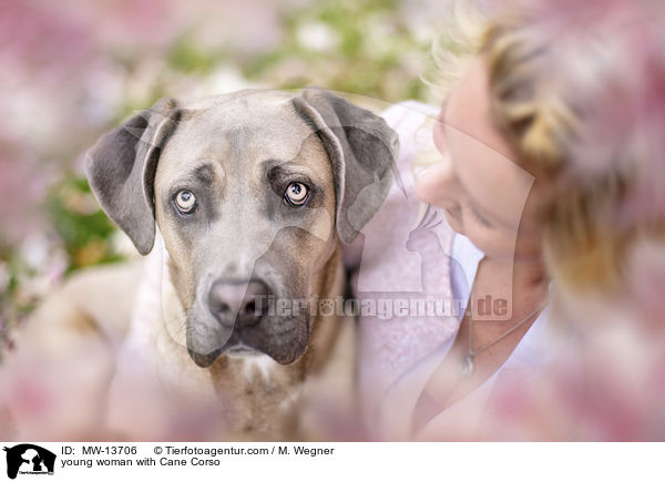 junge Frau mit Cane Corso Hndin / young woman with Cane Corso / MW-13706