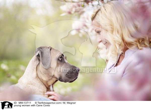 junge Frau mit Cane Corso Hndin / young woman with Cane Corso / MW-13711