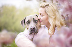 young woman with Cane Corso