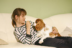 girl with Cavalier King Charles Spaniel