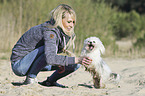 woman with Chinese Crested Powderpuff