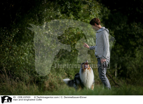 Mann und Langhaarcollie / man and longhaired Collie / CDE-02500