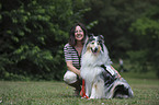 woman with longhaired Collie