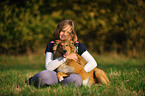 girl and longhaired Collie