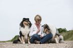 woman and longhaired Collies
