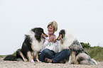 woman and longhaired Collies