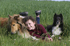girl with Collie and Sheltie
