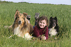 girl with Collie and Sheltie