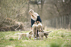 girl and Collie Puppies