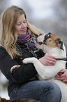 woman and Continental Bulldog