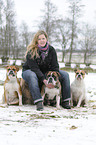 woman with bulldogs
