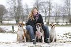 woman with bulldogs