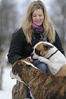 woman with bulldogs