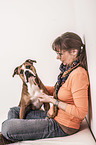 woman and Continental Bulldog