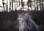 woman with Czechoslovakian Wolfdog