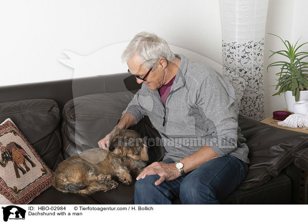 Dackel mit Mann / Dachshund with a man / HBO-02984
