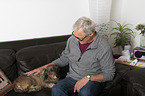 Dachshund with a man