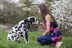 woman with Dalmatian