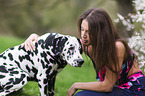 woman with Dalmatian