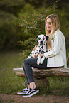 woman and Dalmatian