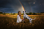 woman and Dalmatian